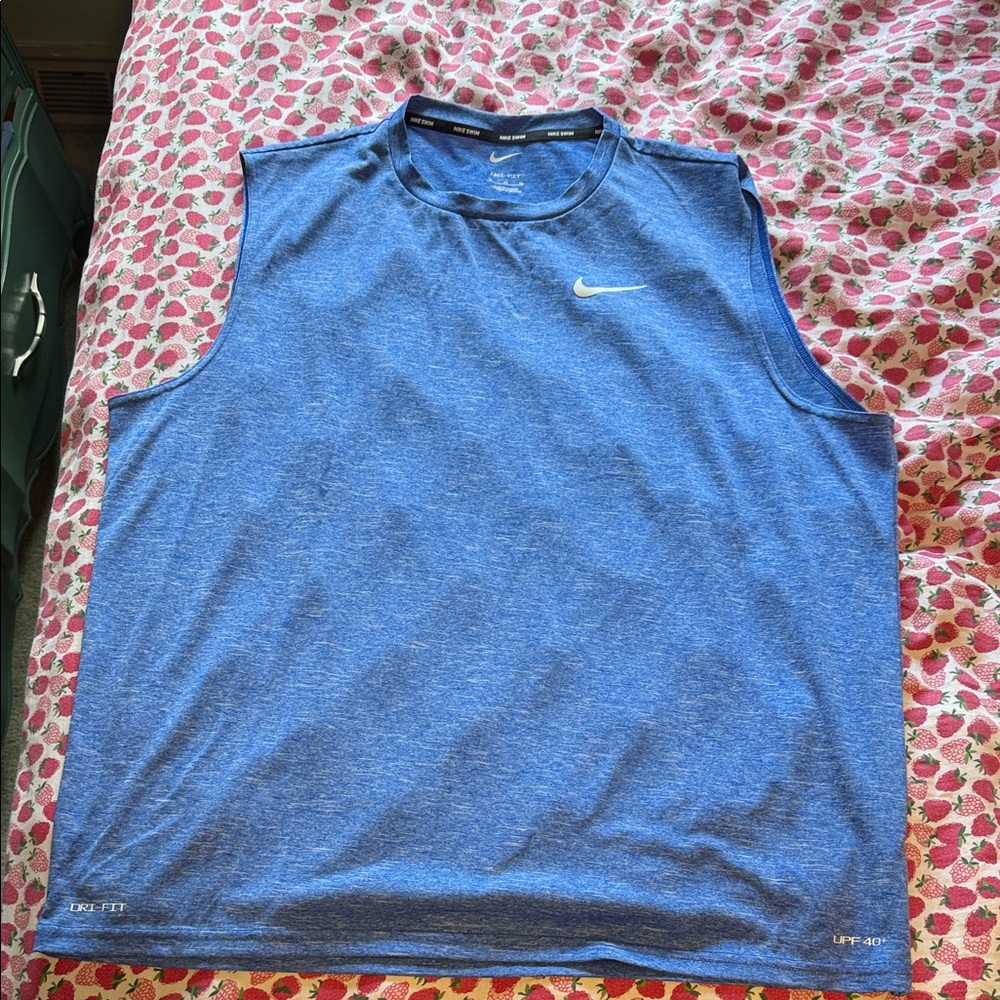 Nike Men's Blue Sleeveless Swim Shirt